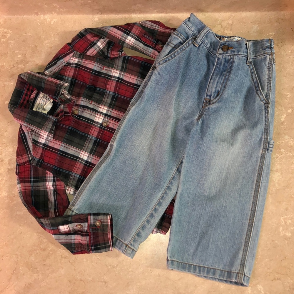 Boys 18-24m lot - 3 Buttondown shirts / 2 jeans - Picture 6 of 8